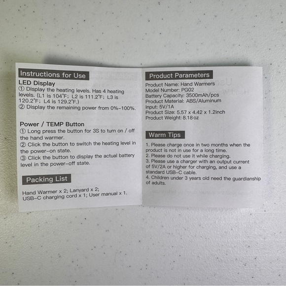 2 Pack Rechargeable Hand Warmers 7000mAh Magnetic Portable Electric Heaters - Picture 8 of 9